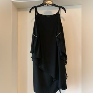 Black Knee length dress with sheer overlay